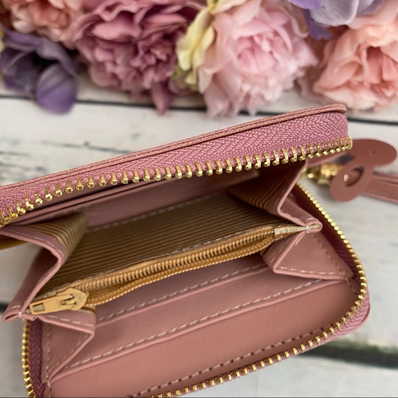 Vegan Leather Dusty Rose Mickey Mouse Coin Purse Wallet - Picture 8 of 10